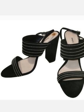 Mint Condition Schutz Suede Beaded Slingback S10 Elegant Black Women's Heels